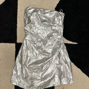 Silver Strapless Dress